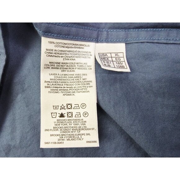 Brooks Brothers Regent Fit Size XL Mens Slate Blue Pocket Logo Button Down Shirt - Picture 5 of 8